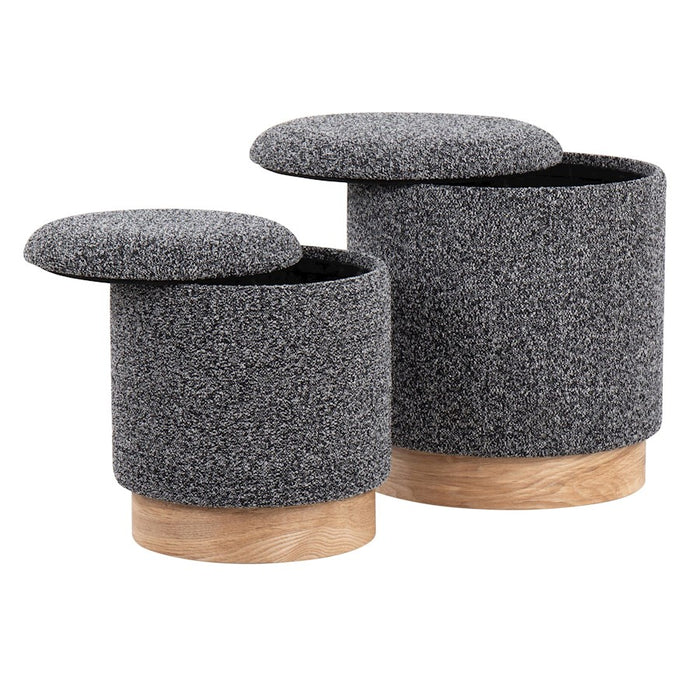 LumiSource Marla Nesting Ottoman Set, Natural Wood/Black