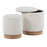 LumiSource Marla Nesting 9" Ottoman Set, Natural Wood/Cream
