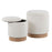 LumiSource Marla Nesting 9" Ottoman Set, Natural Wood/Cream