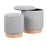 LumiSource Marla Nesting 9" Ottoman Set, Natural Wood/Grey