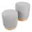 LumiSource Marla Nesting 9" Ottoman Set, Natural Wood/Grey