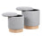 LumiSource Marla Nesting 9" Ottoman Set, Natural Wood/Grey