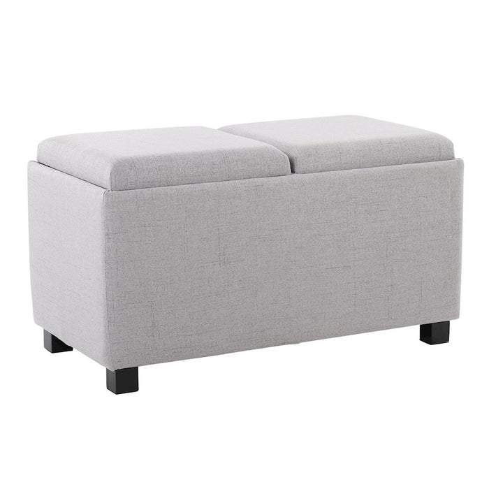 LumiSource Marlo 3 Piece Nesting Tray Ottoman Set, Black/Grey - OT3-MARLODLXBKGY