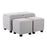 LumiSource Marlo 3 Piece Nesting Tray Ottoman Set, Black/Grey