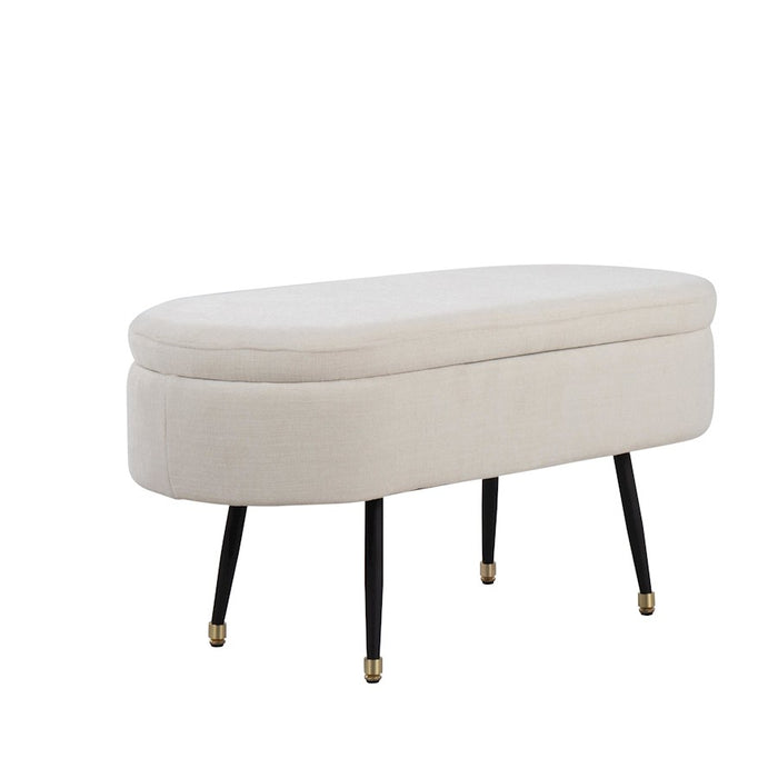LumiSource Harvey Storage Bench, Black/Cream/Gold - OTSTOR-HARVEYBKCR