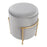 LumiSource Rhonda Storage Ottoman, Gold Metal/Silver Velvet