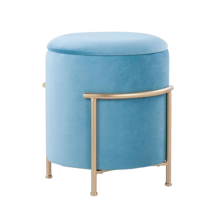 LumiSource Rhonda Storage Ottoman, Gold Metal/Teal Velvet - OTSTOR-RHONDAAUVTL
