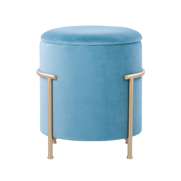 LumiSource Rhonda Storage Ottoman, Gold Metal/Teal Velvet