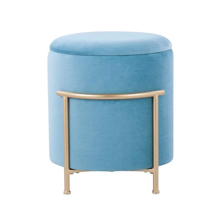 LumiSource Rhonda Storage Ottoman, Gold Metal/Teal Velvet