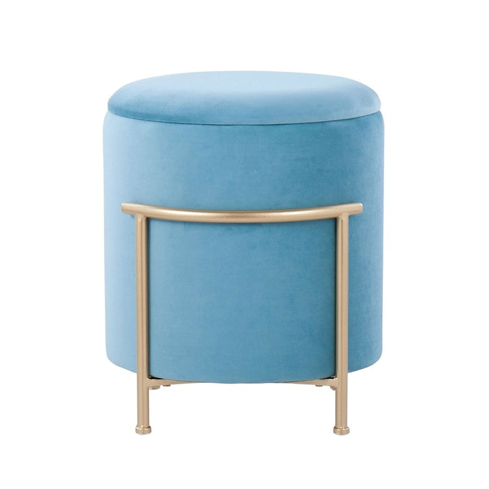 LumiSource Rhonda Storage Ottoman, Gold Metal/Teal Velvet