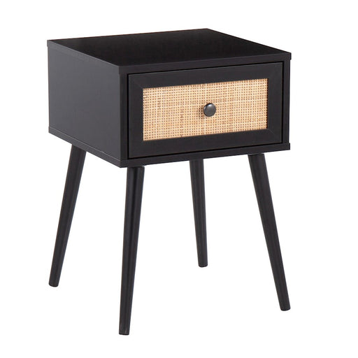 LumiSource Bora Bora Side Table in Black Wood/Rattan - T21-BORABK