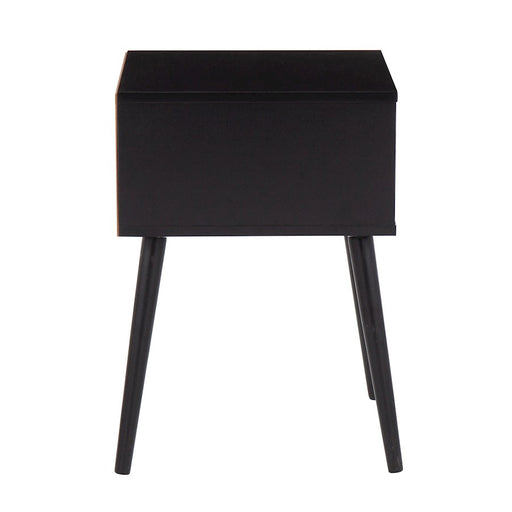LumiSource Bora Bora Side Table in Black Wood/Rattan
