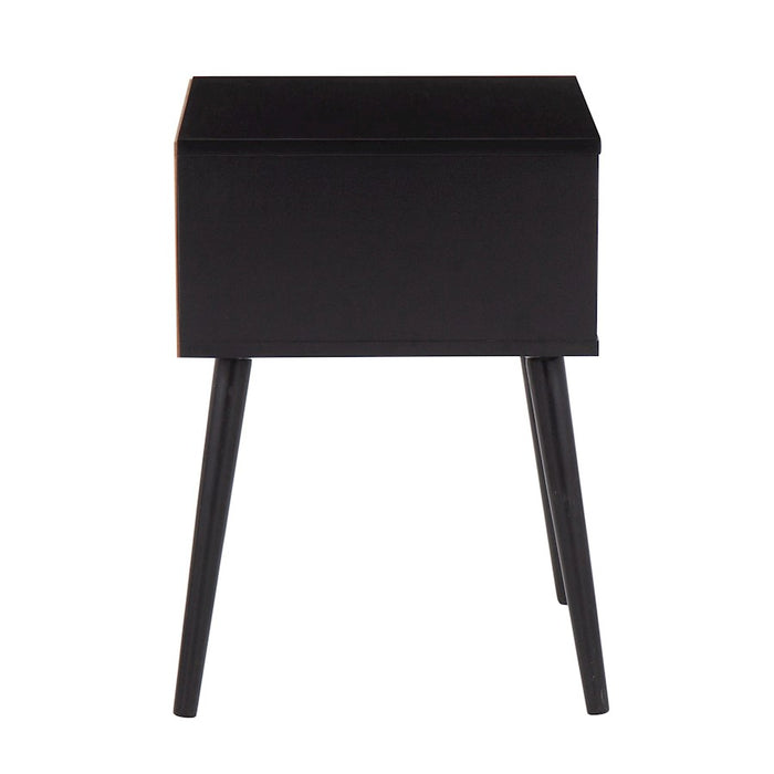 LumiSource Bora Bora Side Table in Black Wood/Rattan