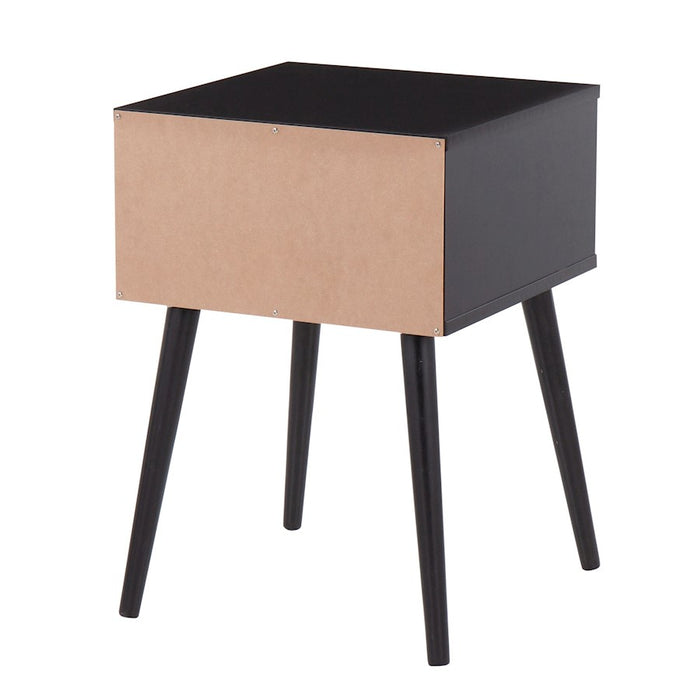 LumiSource Bora Bora Side Table in Black Wood/Rattan