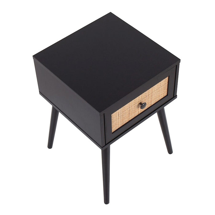 LumiSource Bora Bora Side Table in Black Wood/Rattan