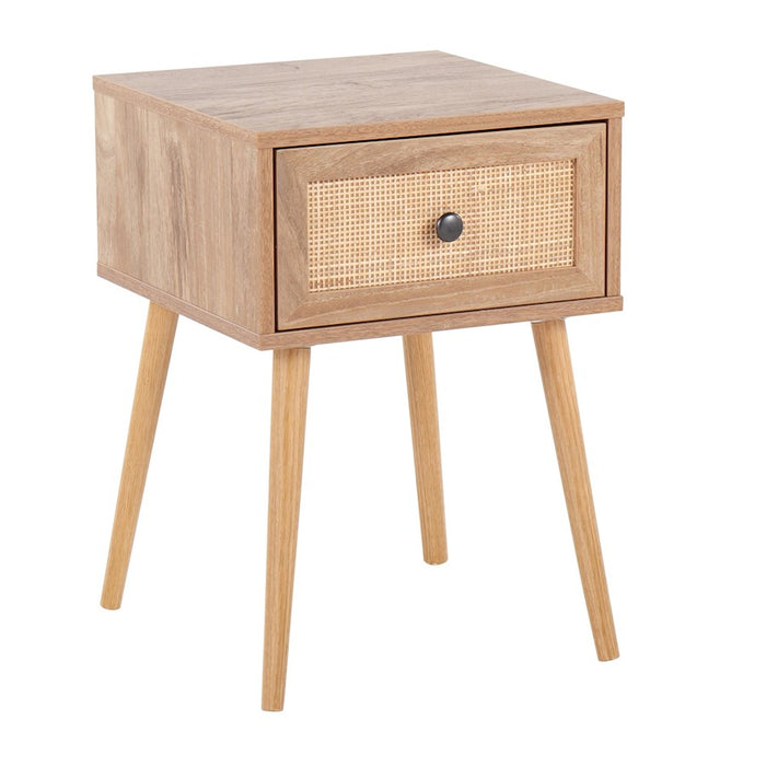 LumiSource Bora Bora Side Table in Natural Wood/Rattan - T21-BORANA