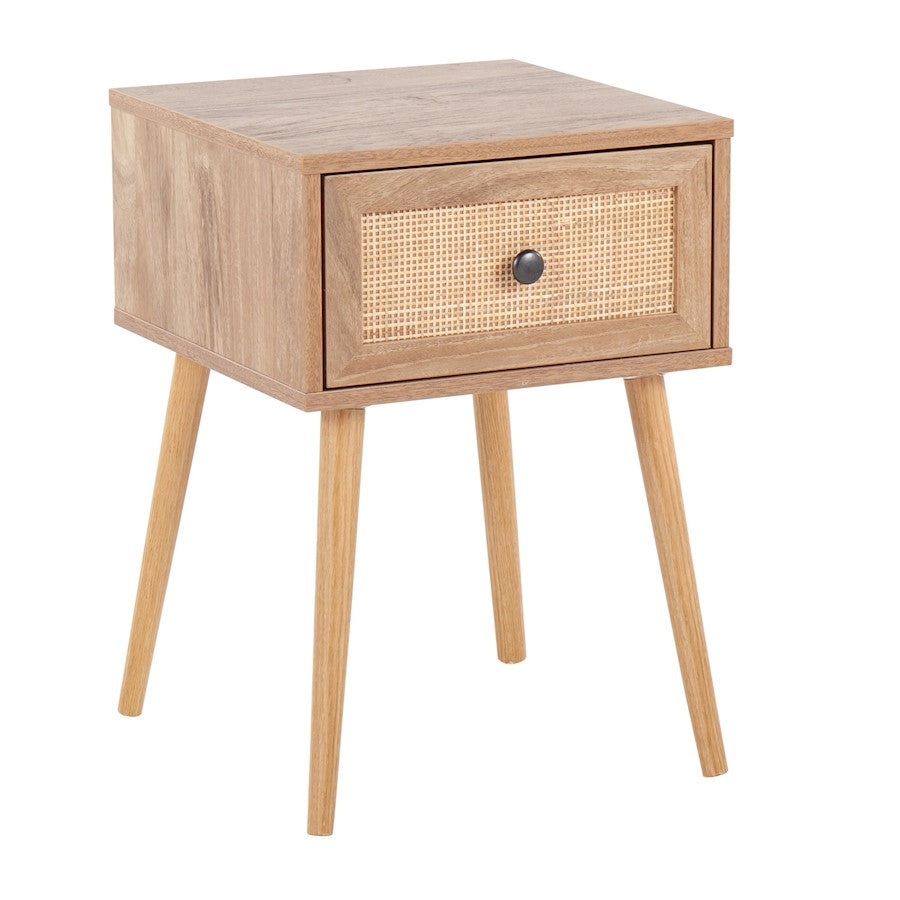 LumiSource Bora Bora Side Table in Natural Wood/Rattan - T21-BORANA