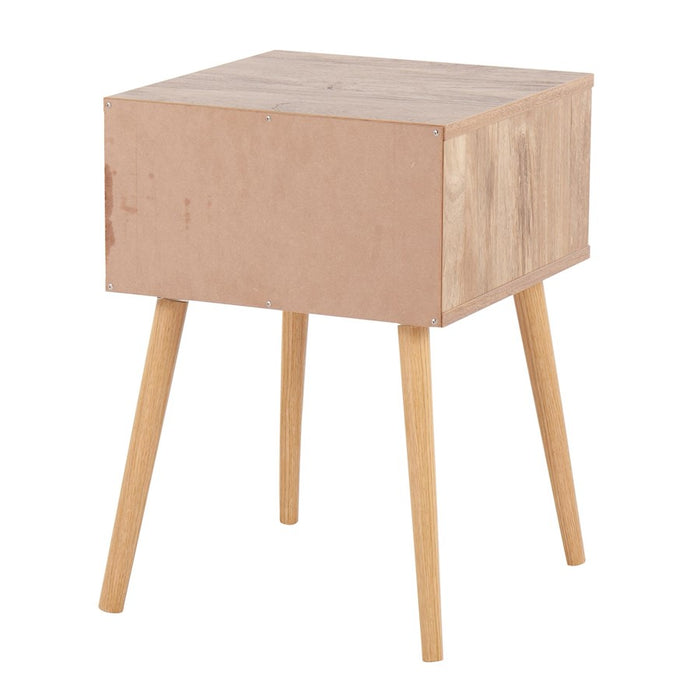 LumiSource Bora Bora Side Table in Natural Wood/Rattan