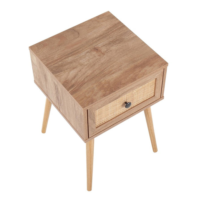 LumiSource Bora Bora Side Table in Natural Wood/Rattan