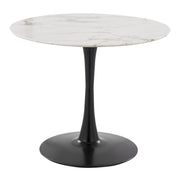 LumiSource Pebble Mod Table, Black Metal/White Marble Veneer - T30-PEBMODBKW