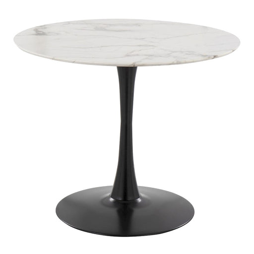 LumiSource Pebble Mod Table, Black Metal/White Marble Veneer - T30-PEBMODBKW