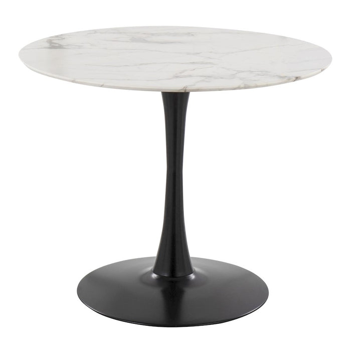 LumiSource Pebble Mod Table, Black Metal/White Marble Veneer - T30-PEBMODBKW
