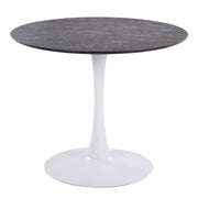 LumiSource Pebble Mod Table, White Metal/Black Marble Veneer - T30-PEBMODWBK