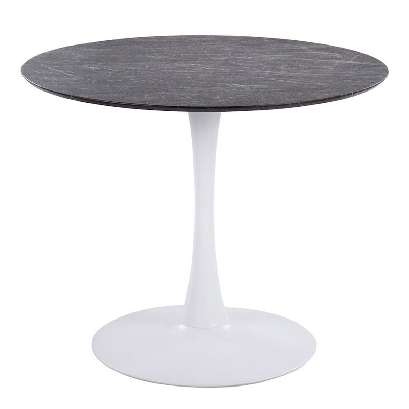 LumiSource Pebble Mod Table | White Metal & Black Marble Veneer | Dining Table for Four | 36.25 x 36.25 x 29.75 in | Model T30-PEBMODWBK