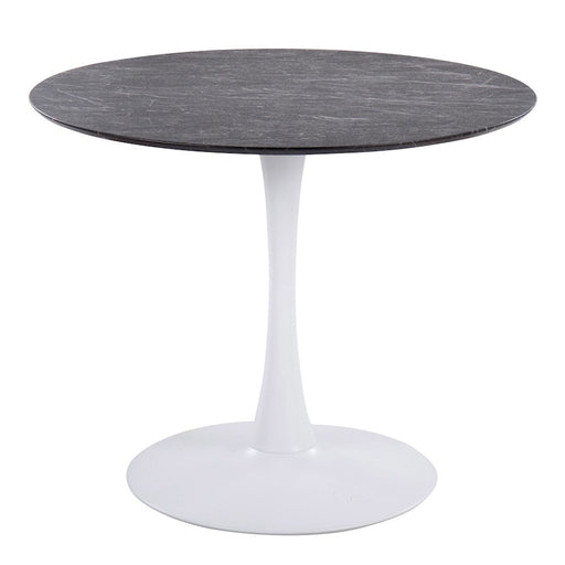 LumiSource Pebble Mod Table, White Metal/Black Marble Veneer - T30-PEBMODWBK