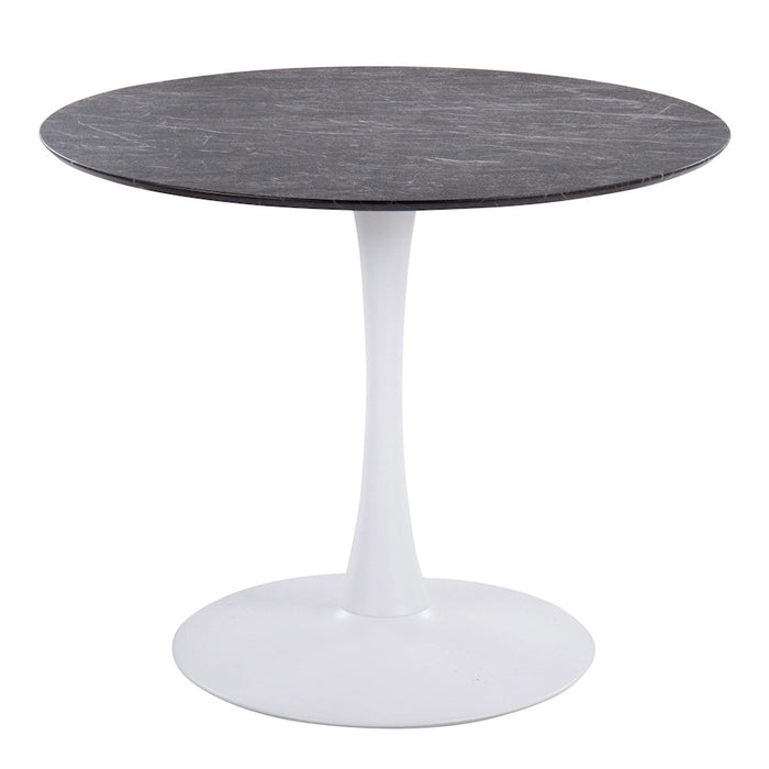 LumiSource Pebble Mod Table, White Metal/Black Marble Veneer - T30-PEBMODWBK