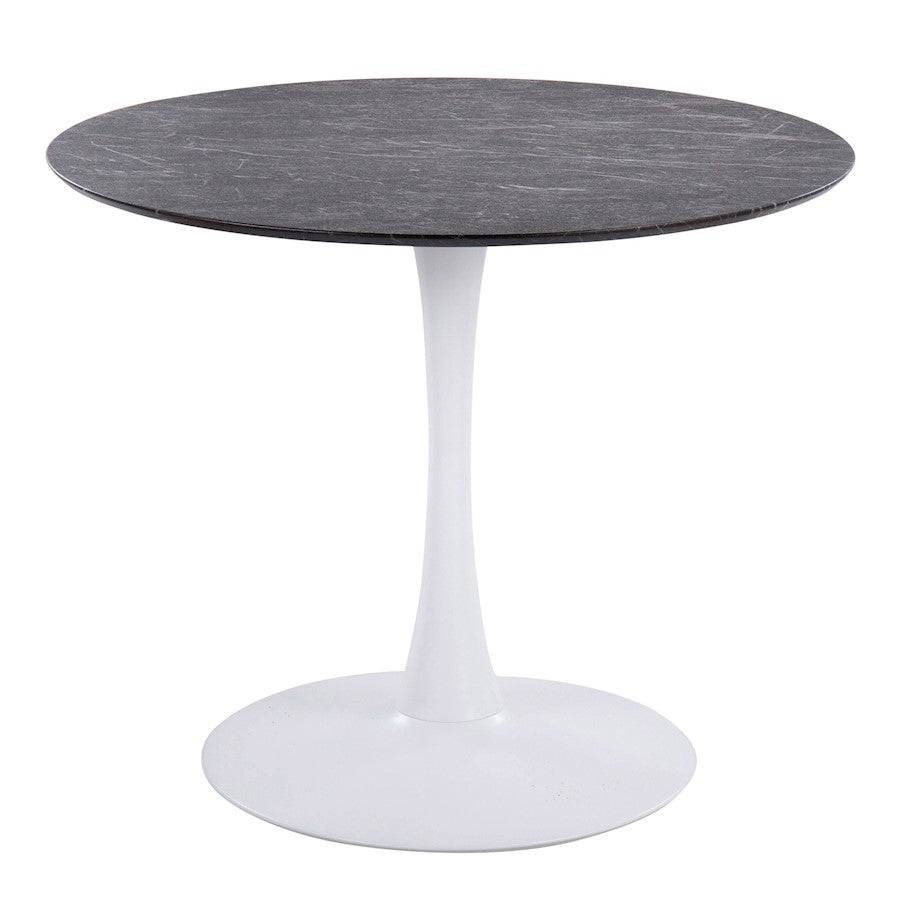 LumiSource Pebble Mod Table, White Metal/Black Marble Veneer - T30-PEBMODWBK