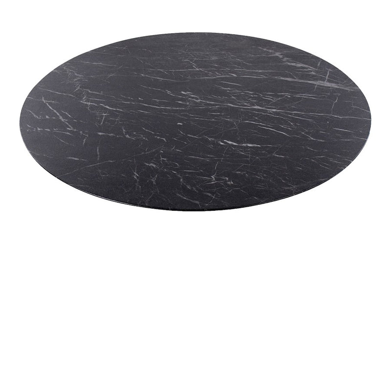 LumiSource Pebble Mod Table, White Metal/Black Marble Veneer