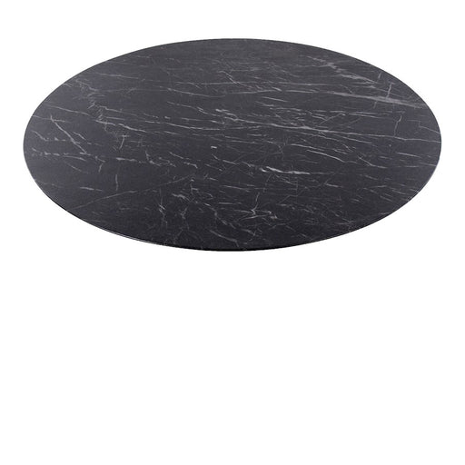 LumiSource Pebble Mod Table, White Metal/Black Marble Veneer
