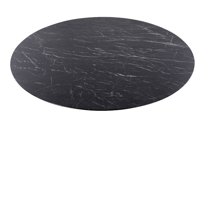 LumiSource Pebble Mod Table, White Metal/Black Marble Veneer