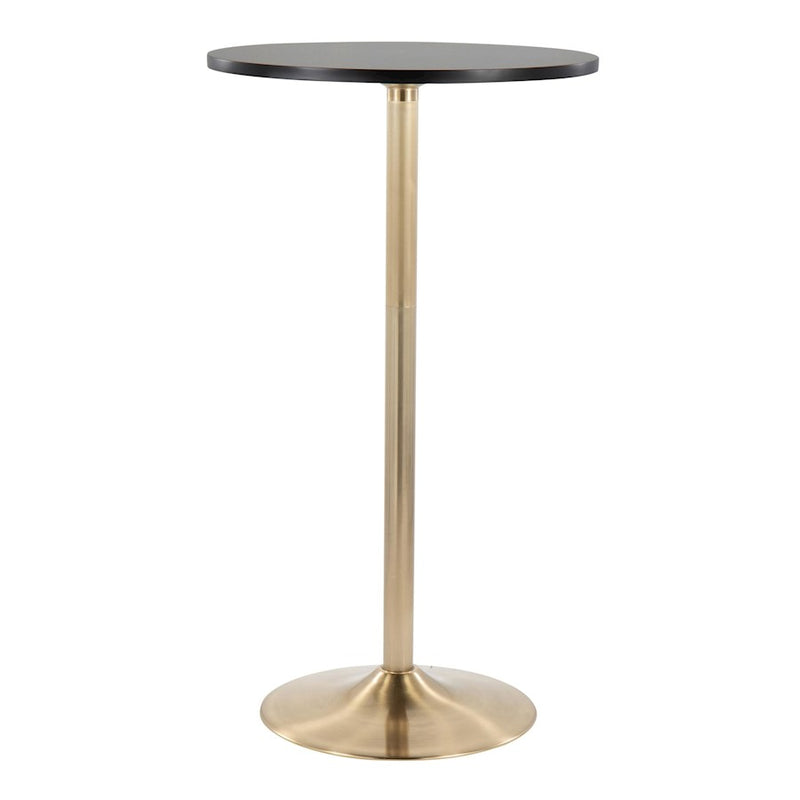 LumiSource Pebble Adjustable Table | Gold Metal & Black MDF | Dining or Bar Height | 23.75 x 23.75 x 30/42 in | Model T3042-PEBAUBK