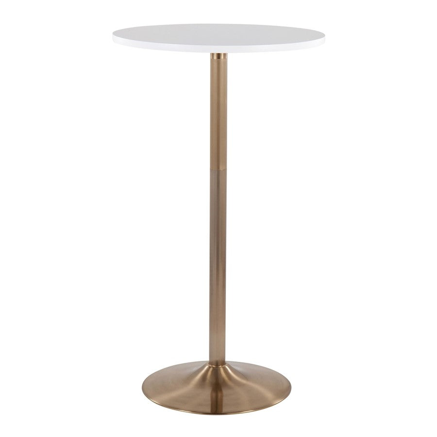 LumiSource Pebble Table in Gold Metal/White MDF - T3042-PEBAUW