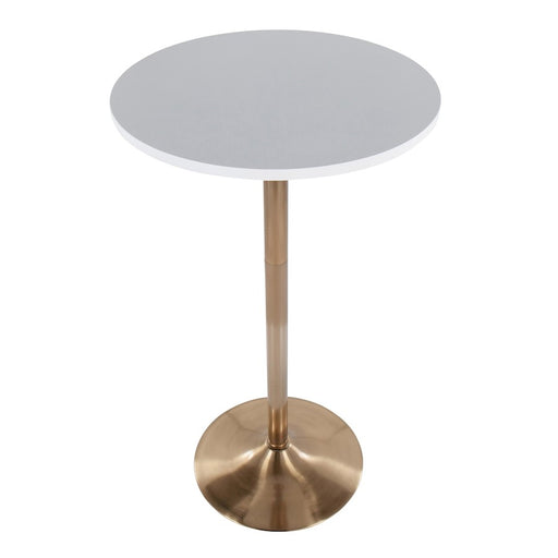 LumiSource Pebble Table in Gold Metal/White MDF