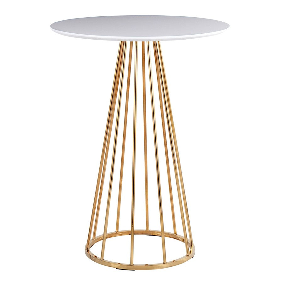 LumiSource Canary Counter Table in Gold Steel/White MDF - T36-CANARY2AUW