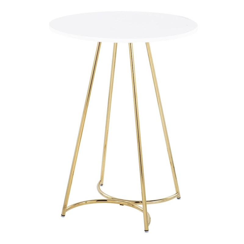 LumiSource Cece Counter Table in Gold Steel/White MDF