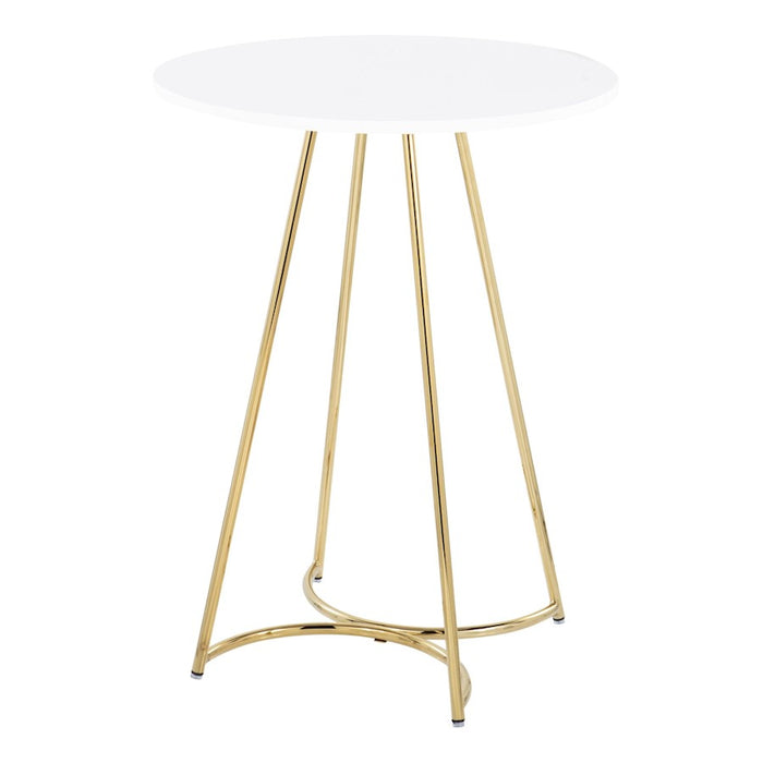 LumiSource Cece Counter Table in Gold Steel/White MDF