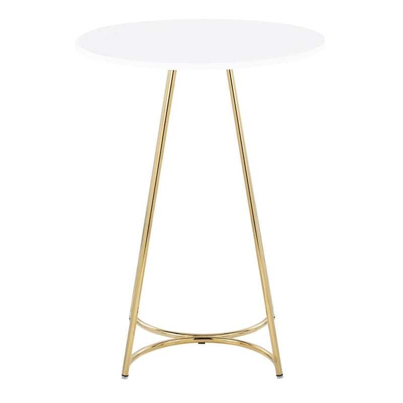 LumiSource Cece Counter Table in Gold Steel/White MDF
