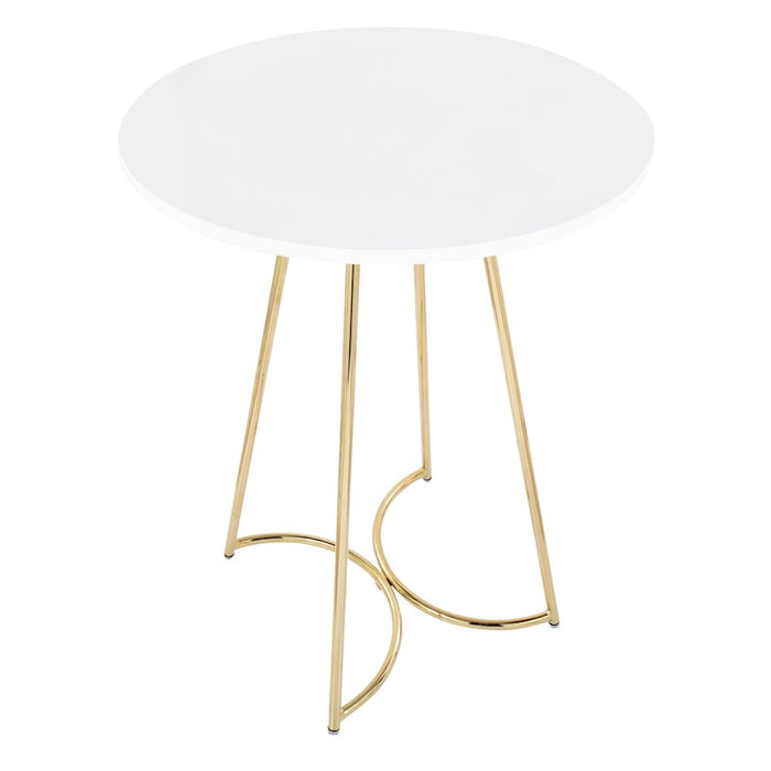 LumiSource Cece Counter Table in Gold Steel/White MDF