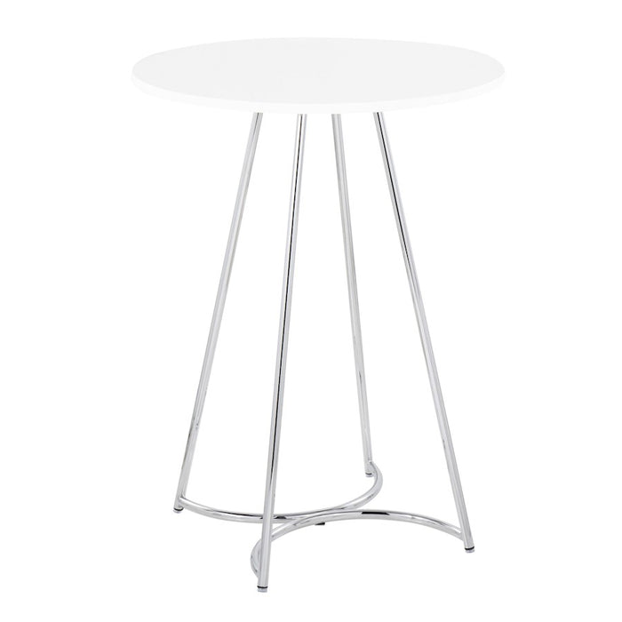 LumiSource Cece Counter Table in Chrome Metal/White MDF - T36-CECE2CHRMW