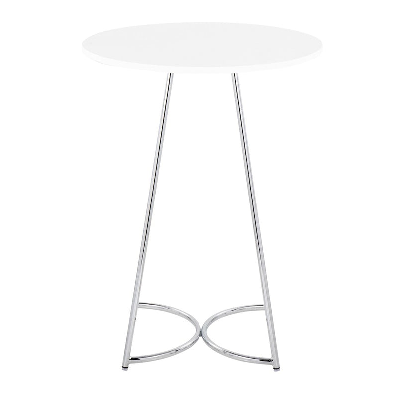 LumiSource Cece Counter Table in Chrome Metal/White MDF