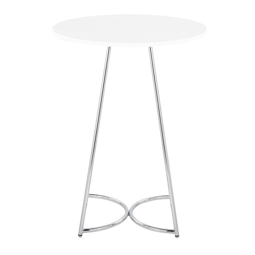LumiSource Cece Counter Table in Chrome Metal/White MDF