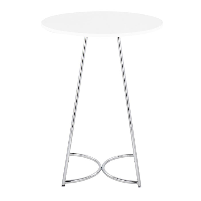 LumiSource Cece Counter Table in Chrome Metal/White MDF