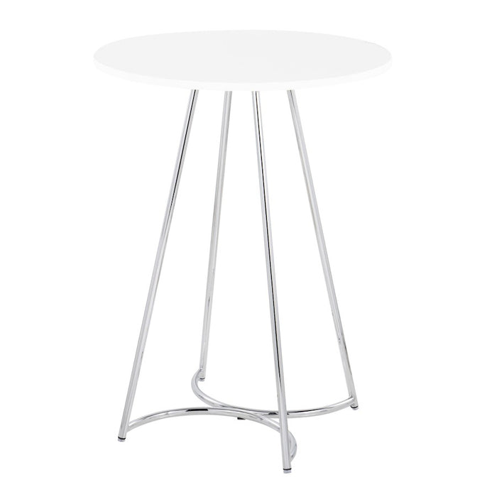 LumiSource Cece Counter Table in Chrome Metal/White MDF