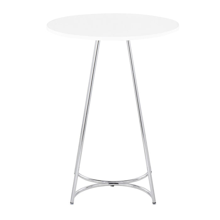 LumiSource Cece Counter Table in Chrome Metal/White MDF