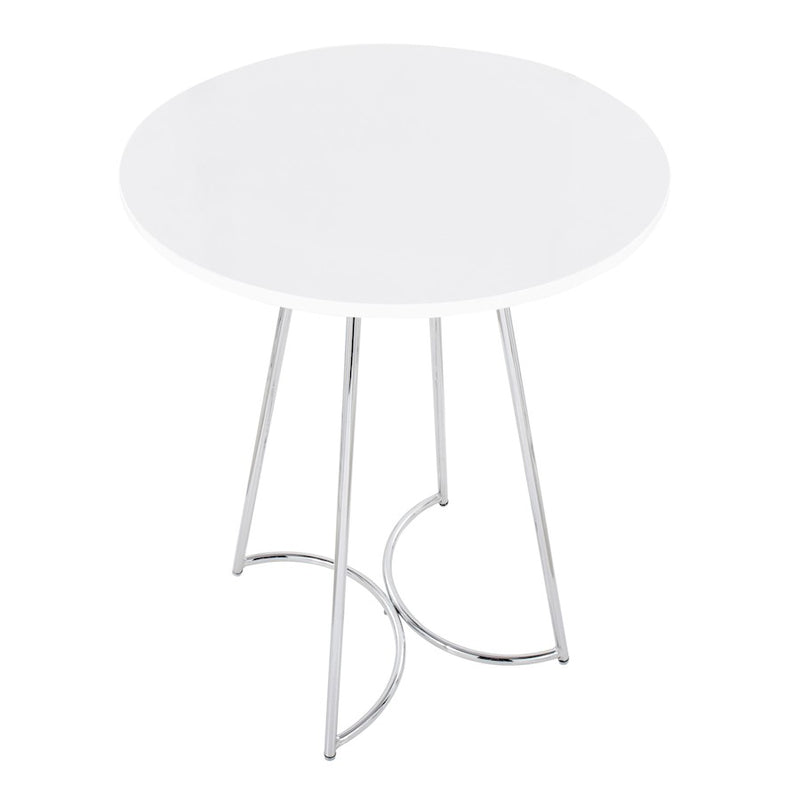 LumiSource Cece Counter Table in Chrome Metal/White MDF