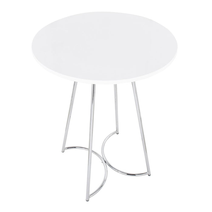 LumiSource Cece Counter Table in Chrome Metal/White MDF